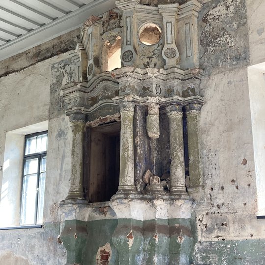 Čekiškės sinagogos vidus. Kauno rajono savivaldybė